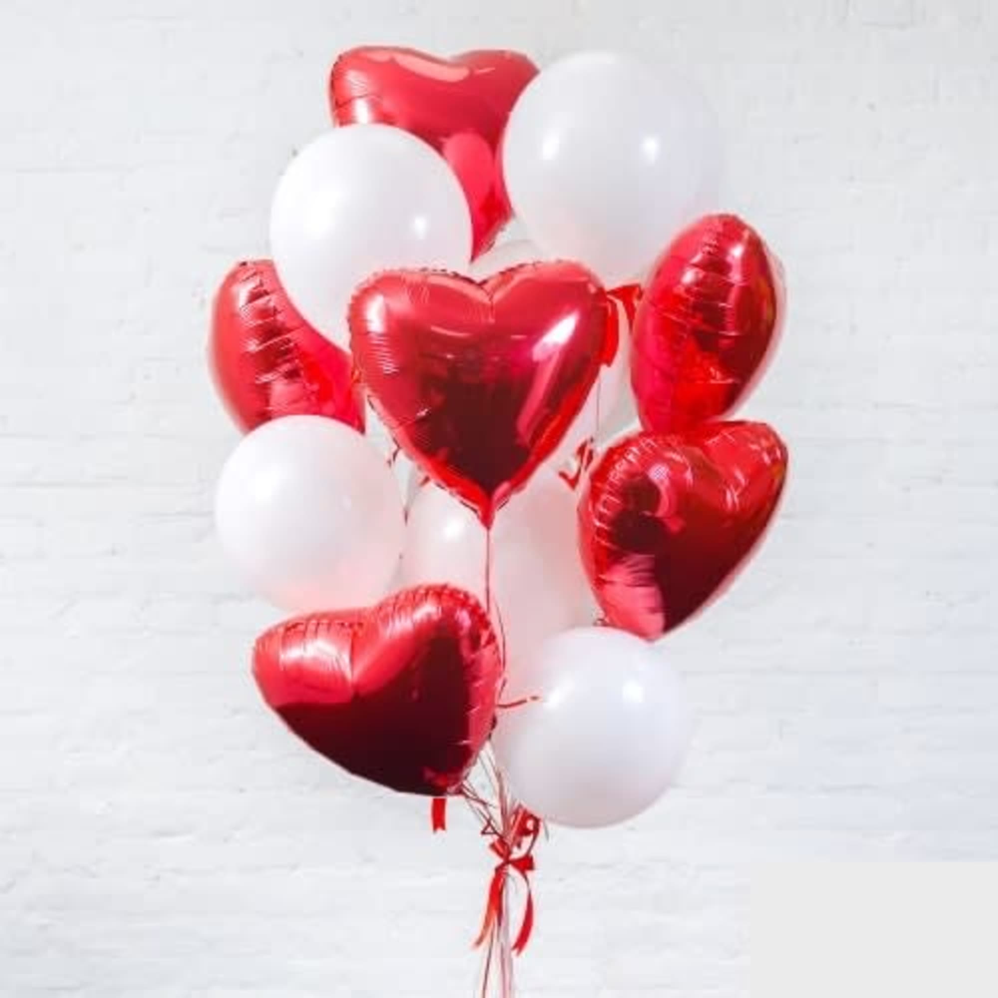 Luxury Balloon Set - Red Hearts foil and latex