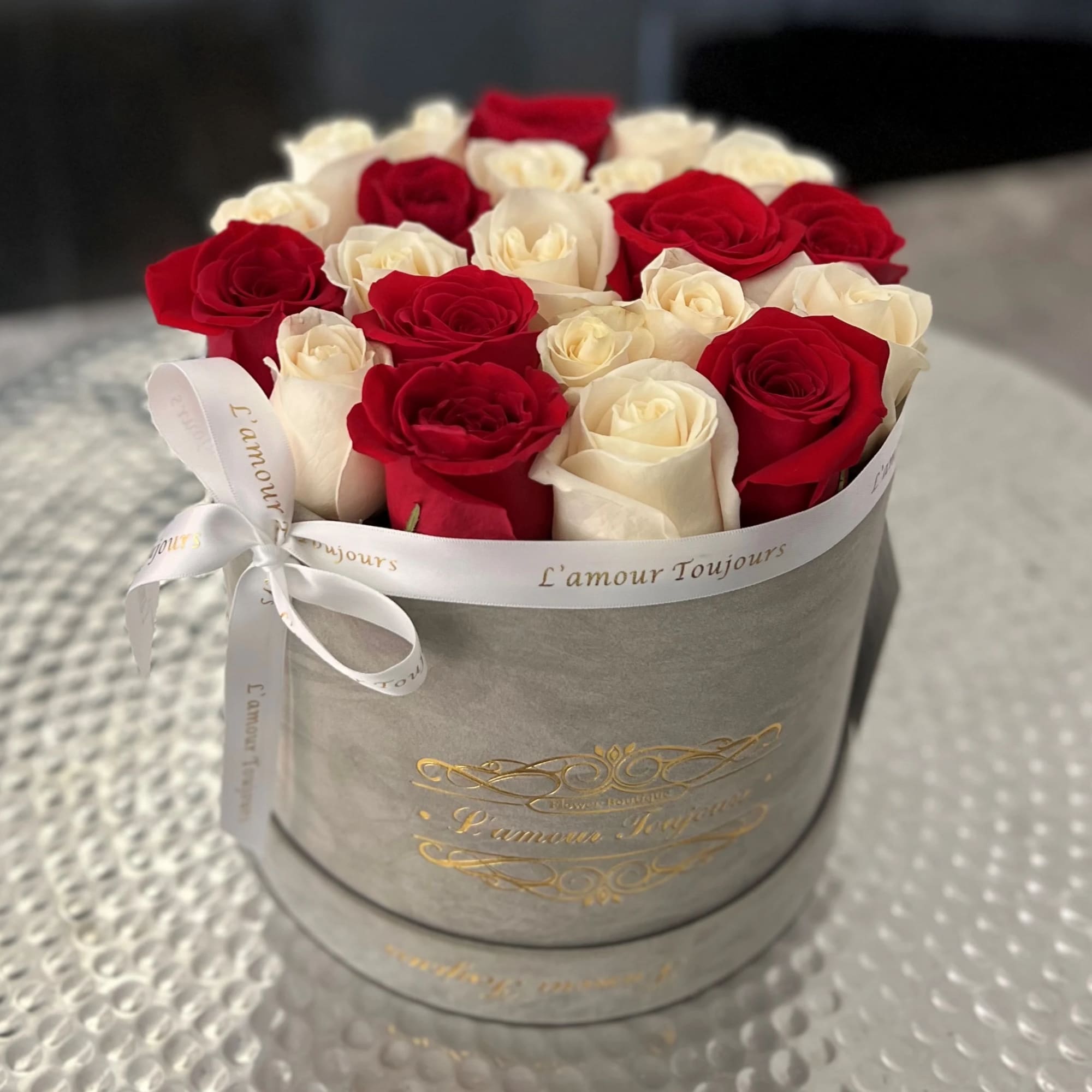 Grey velvet signature box